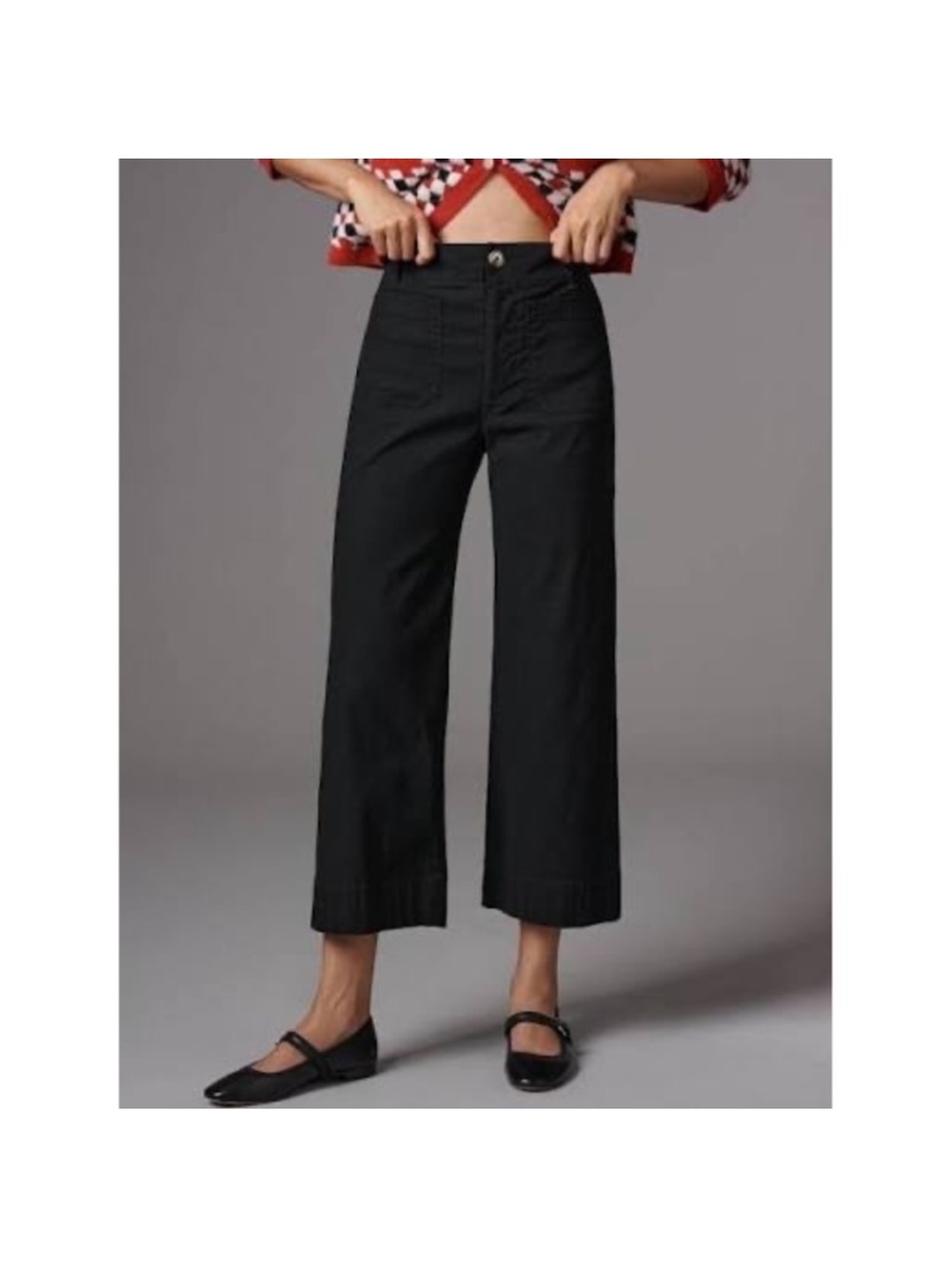 Maeve Black Wide-Leg Crop Pants